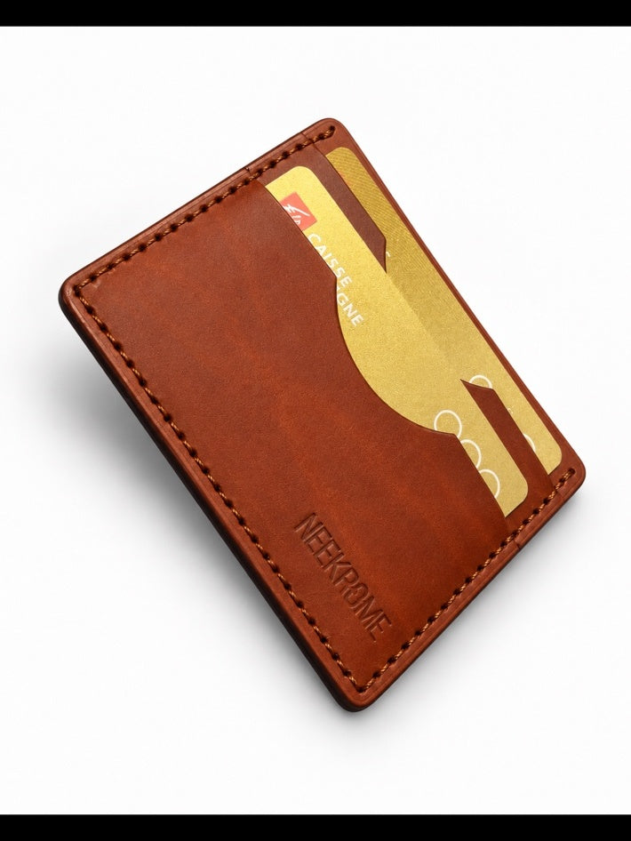 Porte-cartes NEEKROME en cuir cognac avec cartes