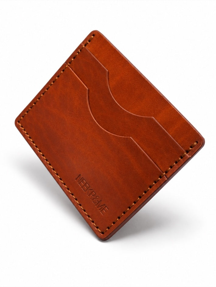 Porte-cartes NEEKROME en cuir cognac, vue de face